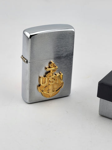 Rare 2003 Unfired Sealed Zippo Lighter Bradford Pa Usa Usn Us Navy Silver Tone