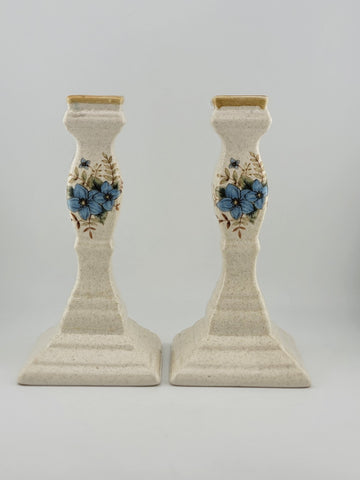 Vintage Mikasa Candlesticks Garden Club Day Dreams Blue Flowers Floral Japan