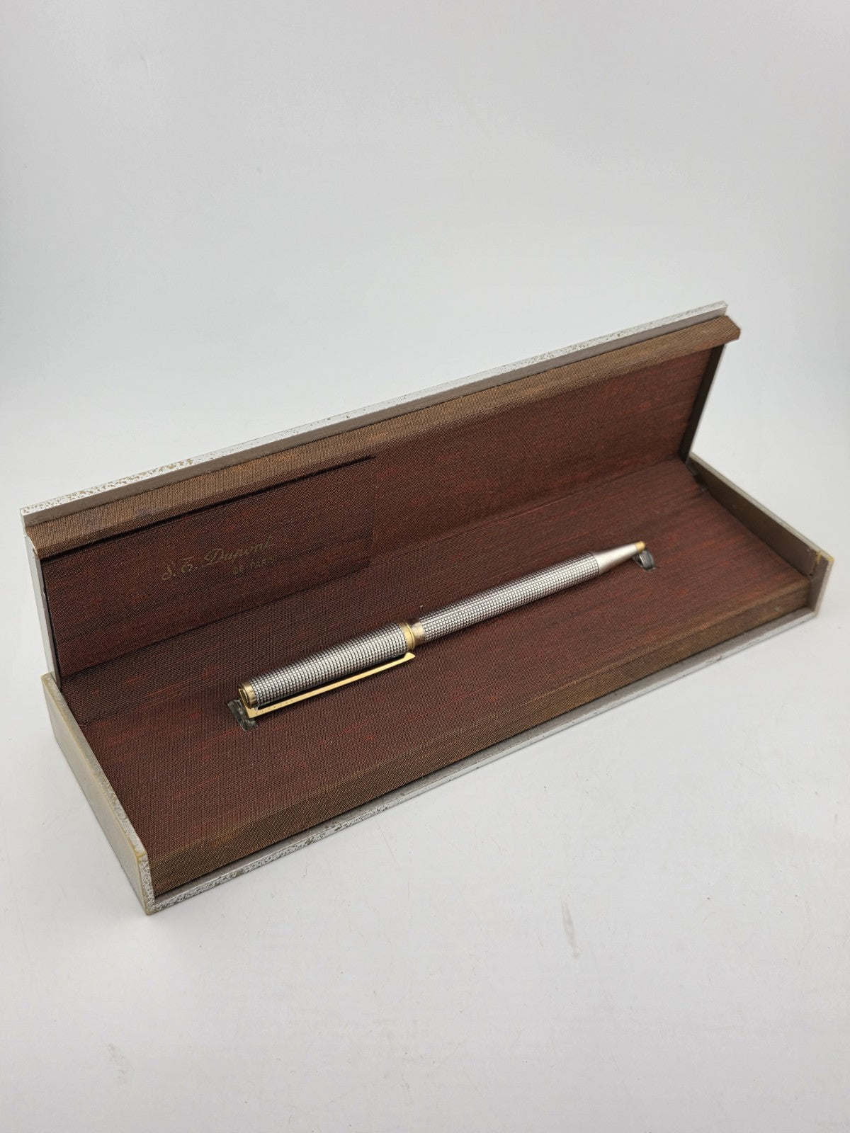 Vintage S.T Dupont Montparnasse Ciselé Ballpoint Pen - Palladium & Gold Plated