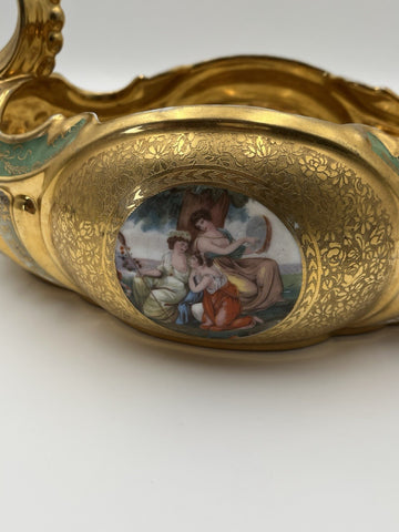 Gilded Le Mieux  China Gondola Bowl Hand Painted 24K Gold - Europe 1936-1939