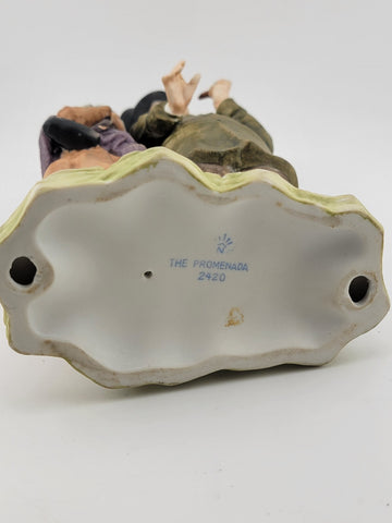 Vintage 1960s Italy  Giuseppe Capodimonte, The Promenada, Hand Painted Porcelain