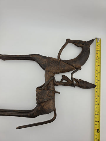 VTG 1940'S AUTHENTIC AFRICAN CAST BRONZE HORSE AND RIDER DOGON MALI WEST AFRICA