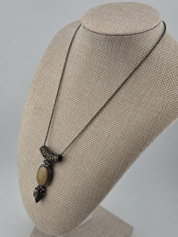 South America Artisan 925 Sterling Silver Jasper Citrine Hinged Pendant Necklace