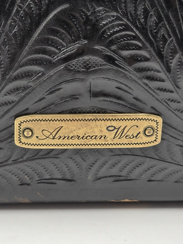 American West Brown Tooled Structured Leather Doctor Style Satchel Shoulder Bag