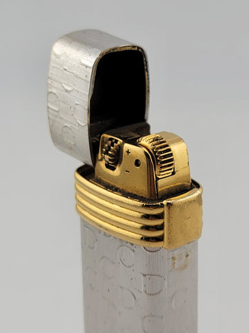 Vintage Christian Dior Lighter Swiss Made CD Logo Silver and Gold Plated. Works.