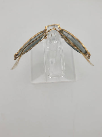 Vintage B&L Ray-Ban Folding Round Sunglasses Gold Frame Green G-15 47□20