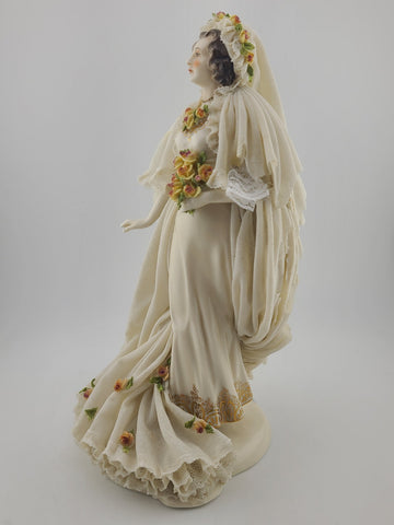 Antique Victorian 1920's Dresden German Porcelain Bride Figurine. Loss To Lace.