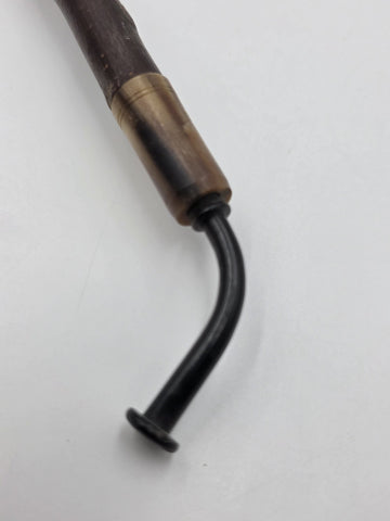 Antique C1890 German Figural Ceramic Tobacco Pipe Long Wood Stem Hinged Wind Cap