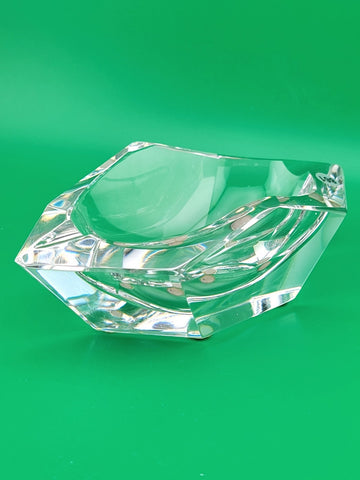 Fabulous 7” Val St Lambert Heavy Lead Crystal Amadis Faceted Octagon Ashtray
