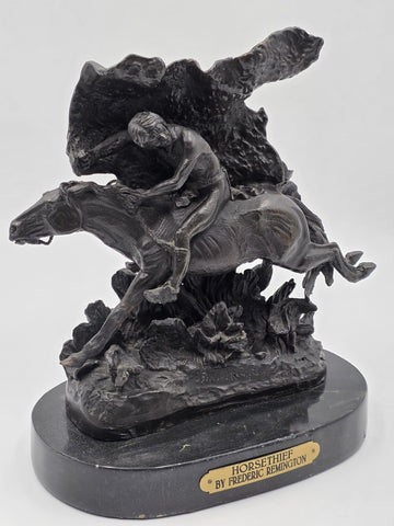 Vintage Frederic Remington Bronze Statue "The Horse Theif" Licenced Reproduction