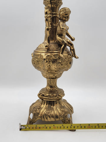 Vintage Italian Mid Century XL Brass Putto Putti Cherub Sculpture Rococo Style