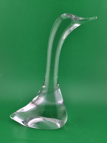 Vintage Mid Century Daum France Crystal Swan Duck Loon Bird Figurine Signed.
