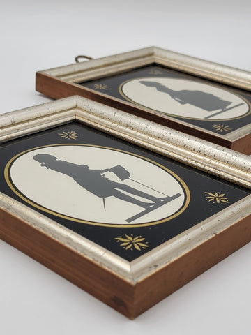Rare Antique 1930 Pair Of Borghese Framed Silhouette George & Martha  Washington