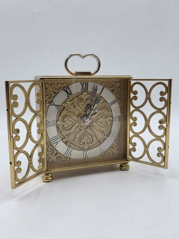 Ultra Rare Arthur Imhof Swiss 8 Day 15 J Gilt Brass Clock Pierced Doors. Works