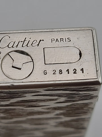 Rate Vintage Cartier Paris 30 Micron Silver Plated Gas Lighter, Bark Design Read