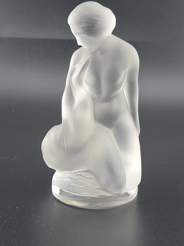 Vintage Lalique Crystal France Leda Nude Woman & the Swan Frosted Style 11905