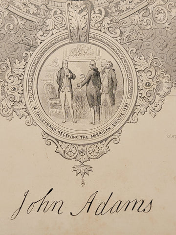 Original Antique 1860 John Adams. Engraving by J. Stephenson after J.S. Copley