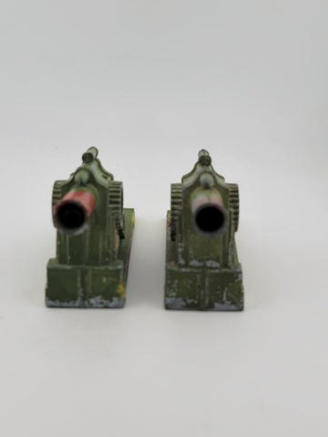 Antique Set Of 2 Manoil Barclay Metal Cannon Artillery Spring Firing Action. 5".