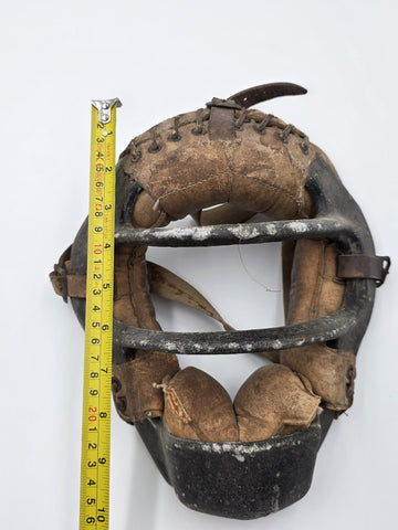 Rare Antique C 1920's Cast Iron & Leather Baseball Catcher Umpire Face Mask