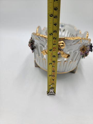 Antique 19th C Large Von Scheierholz German Porcelain Footed Center Bowl. Read.