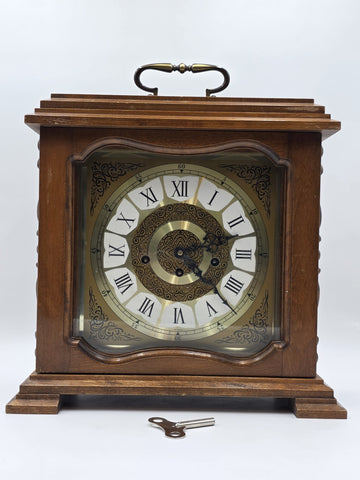 Vtg Franz Hermle 340-020 Mantel Clock W Germany 8-Day Westminster Chime Working.