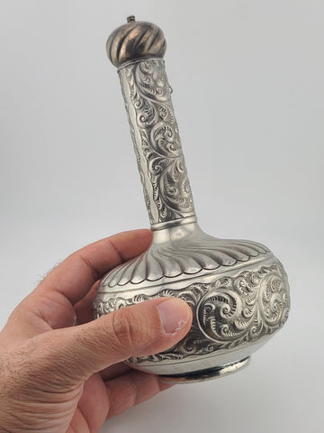 Antique Victorian Derby Silver Co Silverplate Decanter C1900 Chained Stopper