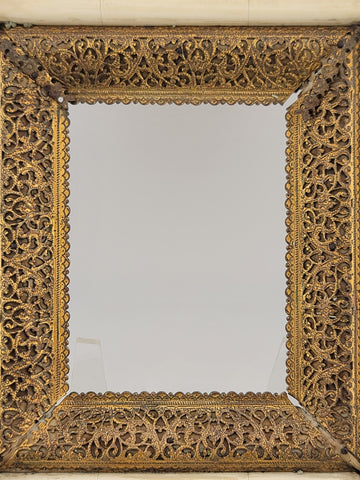 Antique Highly Ornate Brass Picture Frame 4 In X 3 In Marked Henner Fabiola.