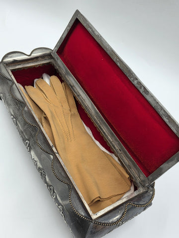 1890's Victorian Simpson Hall Miller Quadruple Plate Glove Box Velvet Lined Box