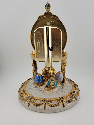 RARE HERMLE & SOHN 24K GOLD FABERGE EGG CRYSTAL CLOCK FOR ALL SEASONS. WORKING.