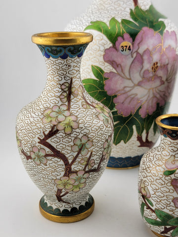 Gorgeous Assortment Of Mid Century  Cloisonne Including 3 VASES & A Tea Caddy.