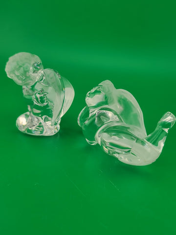 Pair Of Vintage Daum France Crystal Cherubs Angels Signed. Mint Condition Signed