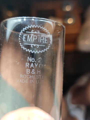 Antique Converted Holmes Booth & Haydens Brass Oil Lamp Ribbed Cased Green Shade