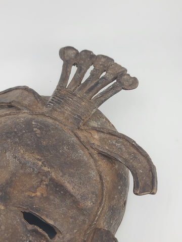 Antique Original Late 19th C. Edo (Benin) Style Cast Bronze Ritual Mask, Nigeria