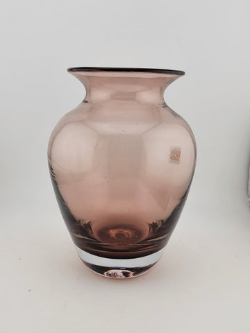 Vtg Blenko Glass Vase Purple Amethyst Hand Blown Glass Mid-Century Decor 7.5”