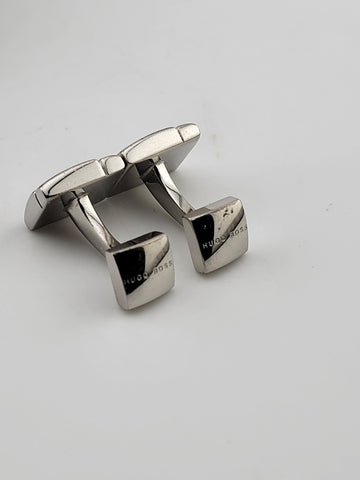 Rare Vintage Hugo Boss - Silver-Tone Mother-of-Pearl Cufflinks - Original Box.
