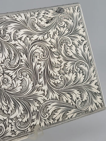 Amazing Antique European 800 Silver Cigarette Case Deep Hand Engraving 203 g.