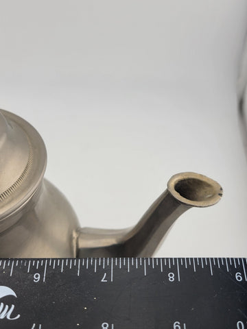 Vintage Antique Hand Made Silver Plated Moroccan Teapot With Feet. Stamped.