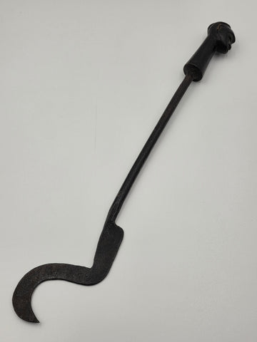 Rare OOAK Antique African Carved Wood Head & Iron Ceremonial Ritual Staff 20"