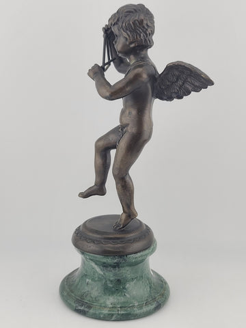Rare Antique Franz Iffland Art Deco Nouveau Bronze Cherub Statue On Marble Base