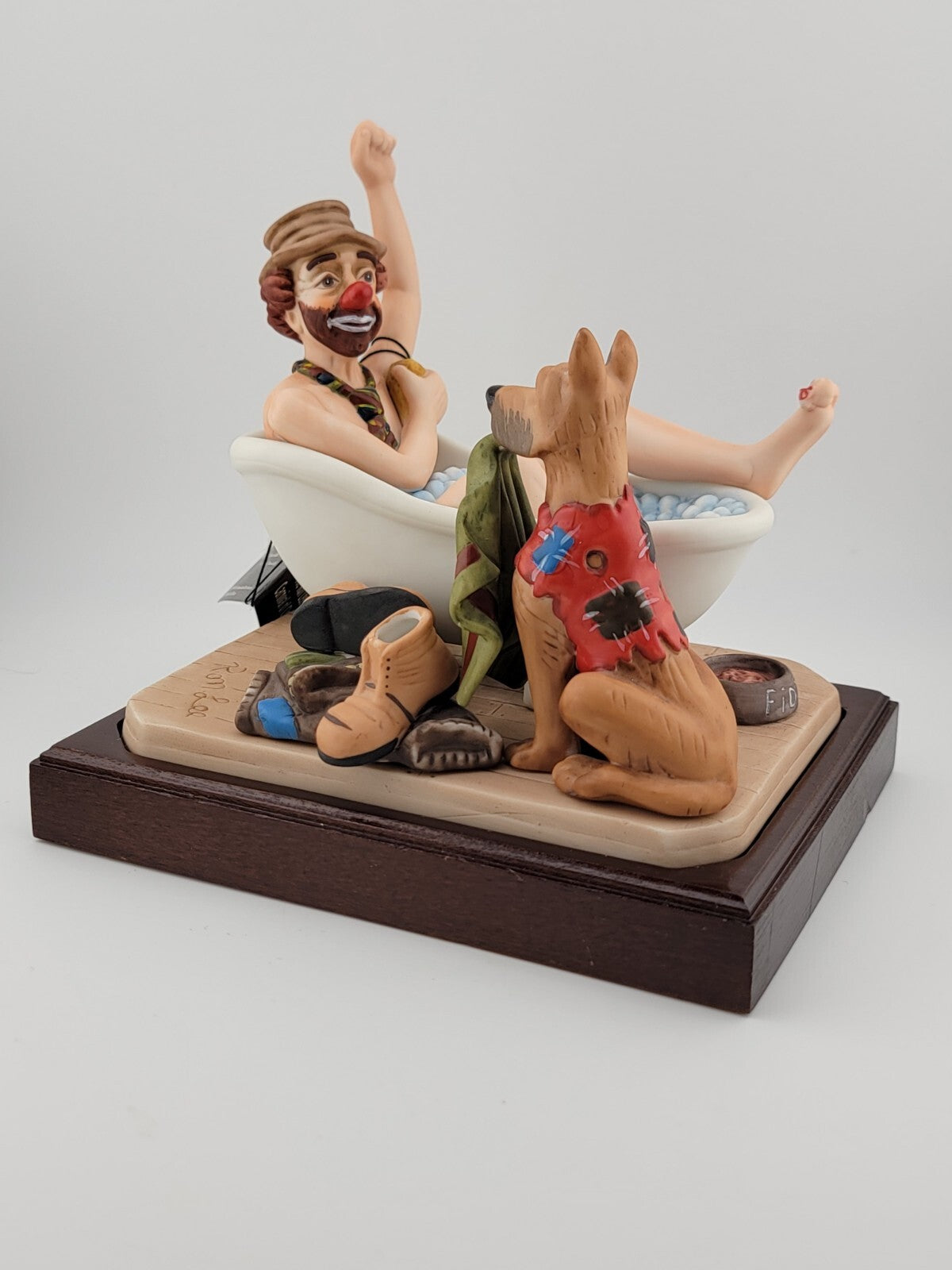 Vintage Ron Lee A Hard Days Bath Porcelain sculpture Carnival Of Clowns Signed