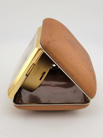 Vtg 1960's Phinney-Walker Desk Alarm Clock Brown Case White Face Wind-up. Works.