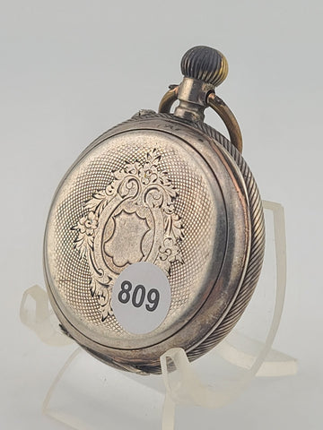 Antique French Silver Pocket Watch Cylindre 6 Rubis Running c1880. Missing Arms