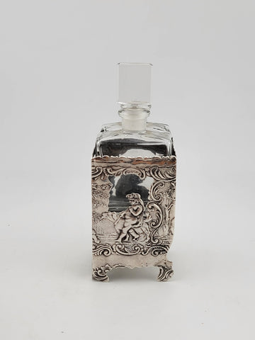 Rare Antique 1936 C 2 Bottle Set Perfume Cologne Bottles Deutch Sterling Silver