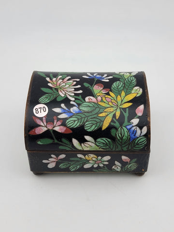 Rare Antique Chinese Cloisonne Enamel Inlaid Small Trinket, Jewelry Box.