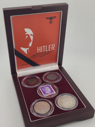 Adolf Hitler Third Reich 5-Piece Historic Boxed Collection Including Rare Stamp