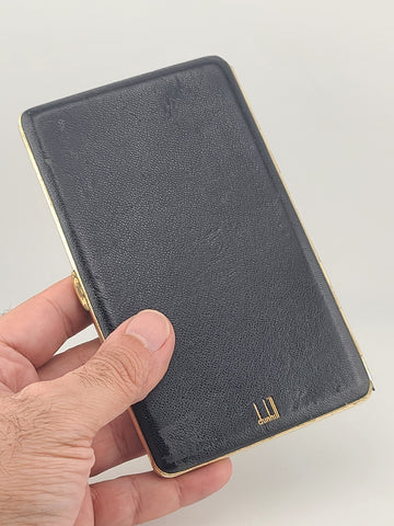 Vintage Large Alfred Dunhill London Leather Cigarette Case Gold Tone Interior.