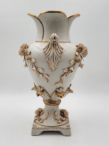 Antique OOAK Mid Century Ornate Hand Made Capodimonte Italy Large Vase No Chips