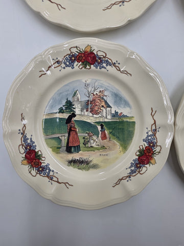 Set Of 6 OBERNAI SARREGUEMINES FRANCE FREE GRINDLEY AND CO BM32 CERAMIC PLATES