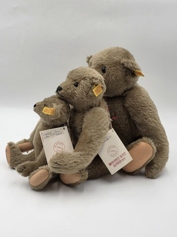 Rare Set Of 3 1982 Steiff Museum Teddy Bear Hand Signed Mohair Giengen Brenz