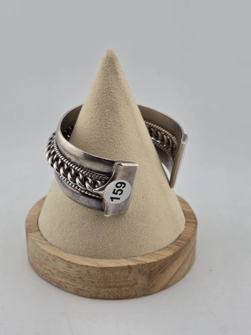 Heavy Native American Triple Beaded Silver 0.999  Cuff Bracelet 92g Navajo Style